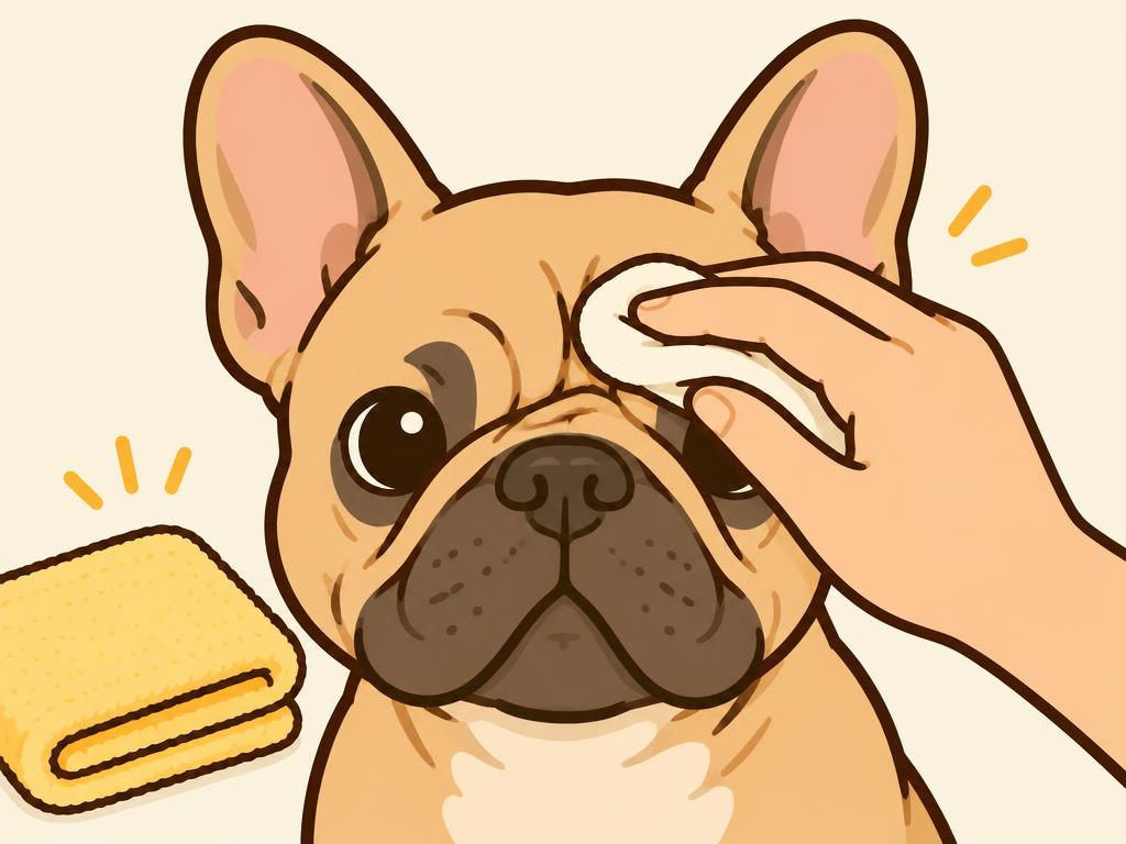 Gently wiping the face fold above the nose with a soft cloth, then drying it with a towel.